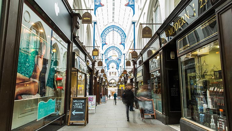 In between the shops at Thorntons Arcade