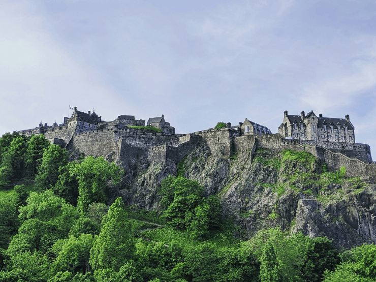 Edinburgh Castle in the day time on a hill