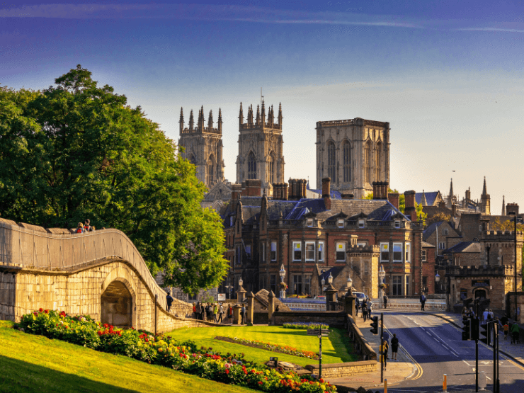 The city of York with York Minster and the city walls visible