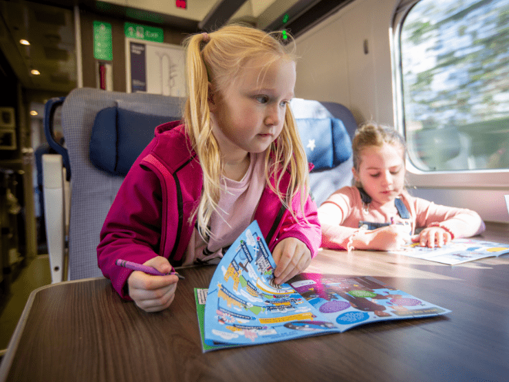 two children on the train
