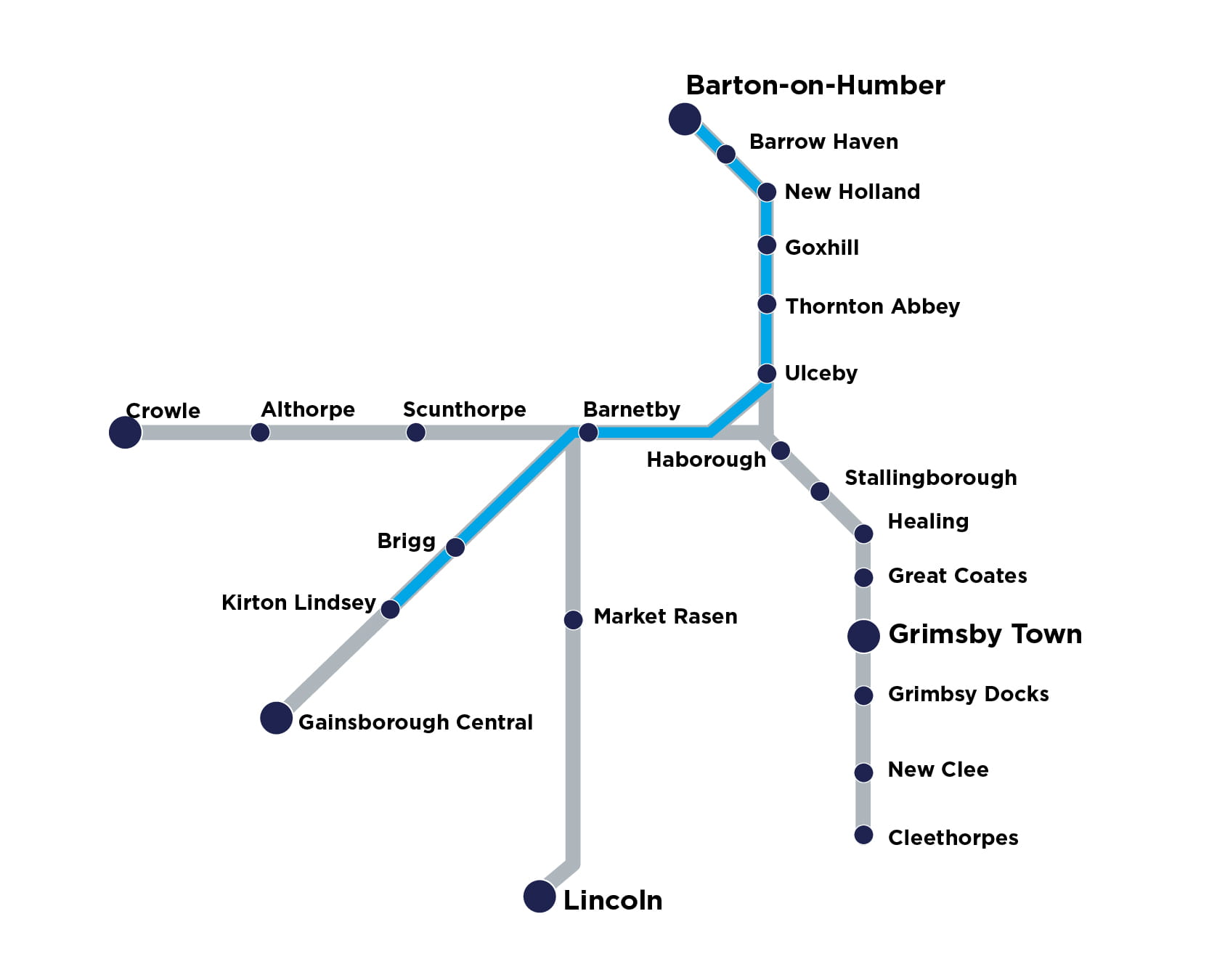 Map of North Lincolnshire stations