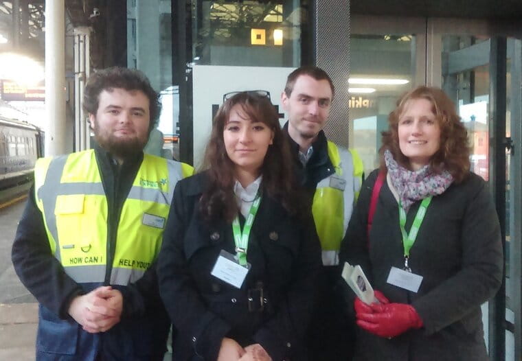 Samaritan's Volunteers with two members of TransPennine Express staff