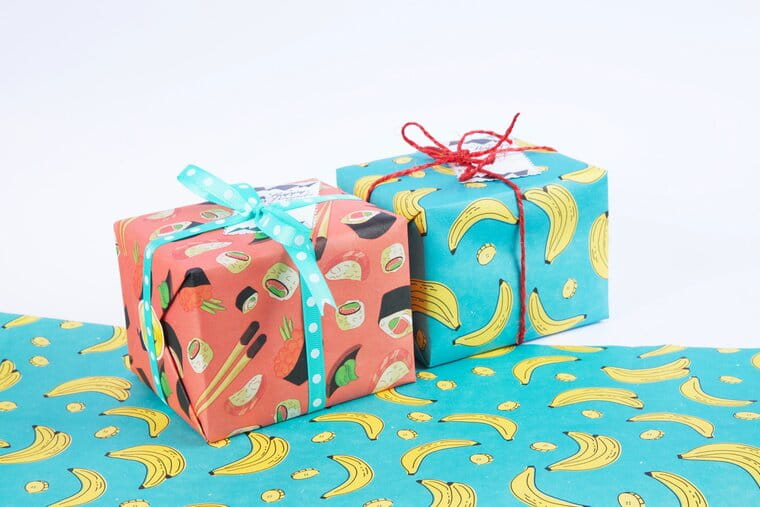 Presents wrapped in brightly coloured paper