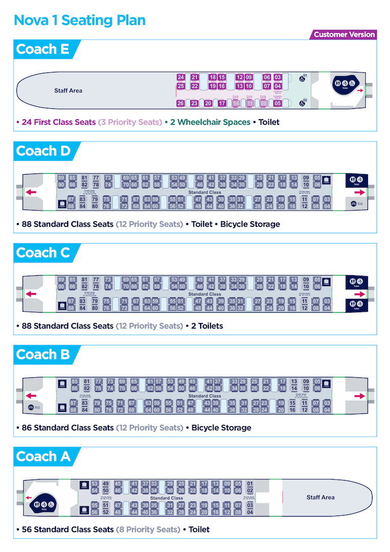 Train Seat Number Chart